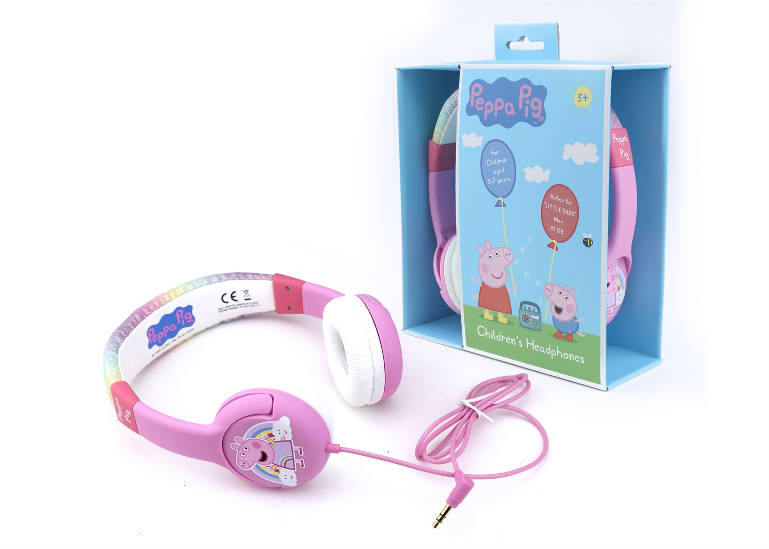 OTL Technologies Cuffie Peppa Pig Rainbow On-Ear per Bambini - Sensibilità 85dB, Risposta in Frequenza 20-20.000Hz, Cavo 90cm