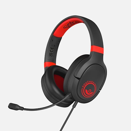 OTL Technologies Cuffie da Gioco Pokémon Blackred Pro G1 - Cuffie Cablato A Padiglione Gaming Nero/Rosso con Altoparlanti da 50 mm e Telecomando