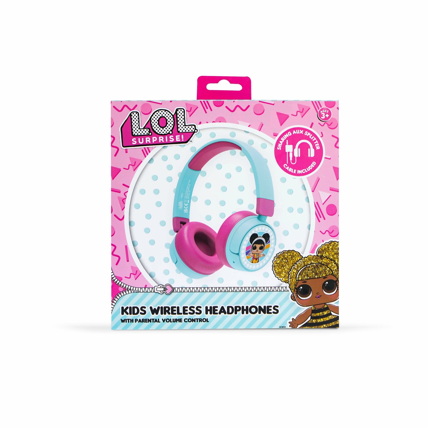 OTL Technologies LOL979 Cuffie Senza Fili per Bambini Bluetooth V5.1 con Microfono, Batteria da 500 mAh, Volume Sicuro, Rosa e Blu