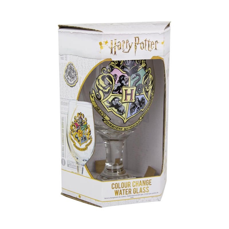Paladone Bicchiere Harry Potter Hogwarts Crest a Cambiamento di Colore in Vetro, 400 ml, Per Bevande Fredde