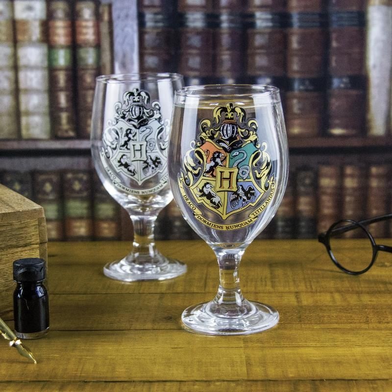 Paladone Bicchiere Harry Potter Hogwarts Crest a Cambiamento di Colore in Vetro, 400 ml, Per Bevande Fredde