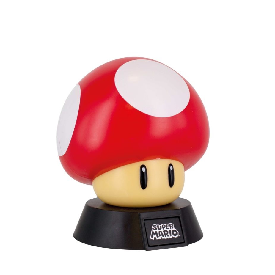 Paladone Lampada Icon Light Super Mario Mushroom 11cm - Luce Notturna LED Multicolore per Cameretta