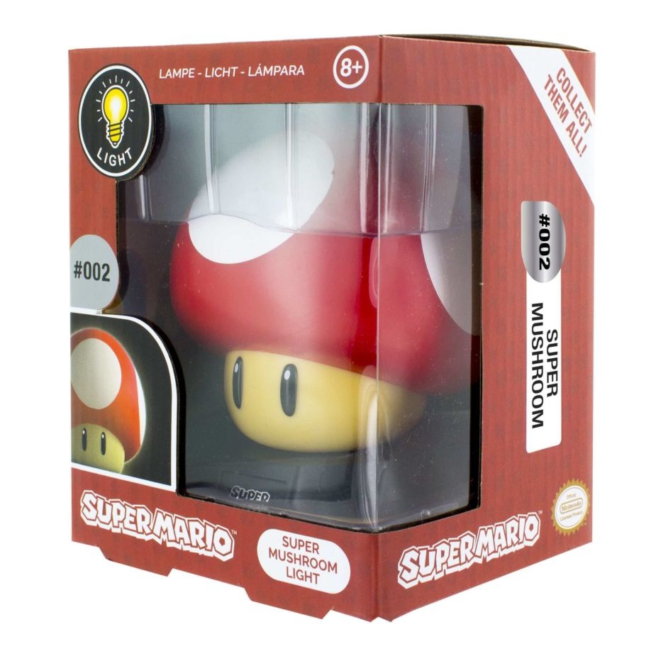 Paladone Lampada Icon Light Super Mario Mushroom 11cm - Luce Notturna LED Multicolore per Cameretta