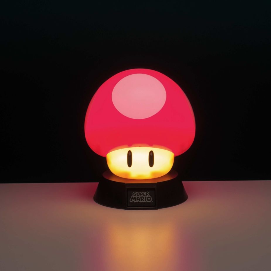Paladone Lampada Icon Light Super Mario Mushroom 11cm - Luce Notturna LED Multicolore per Cameretta
