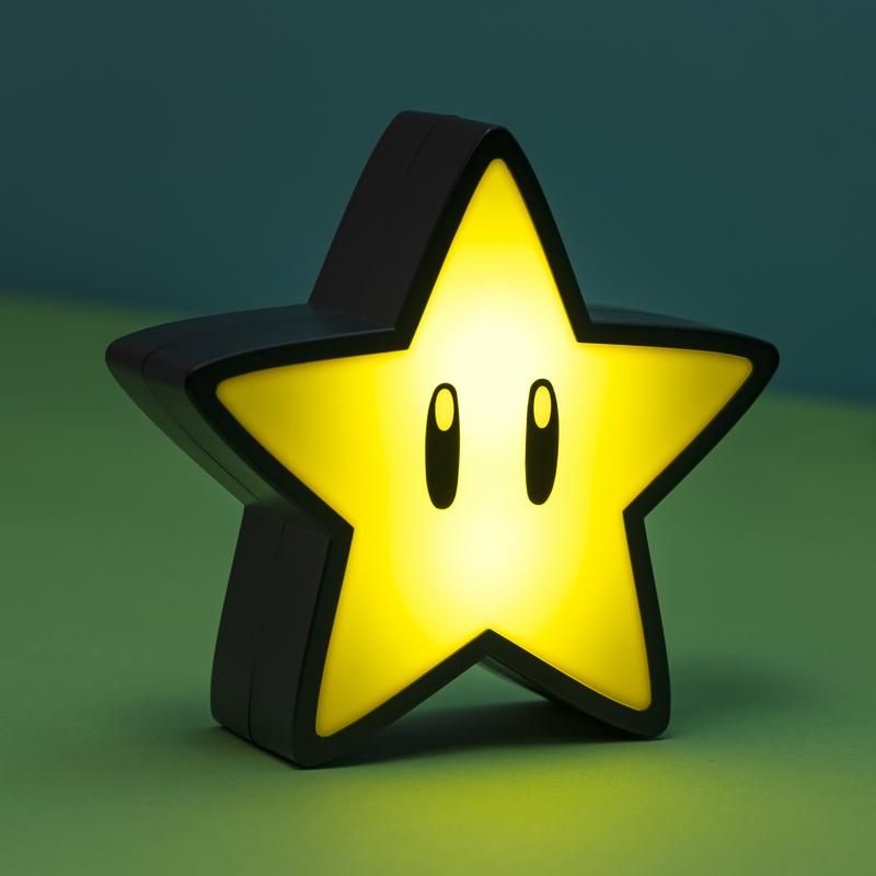 Paladone Super Mario Super Star Light - Lampada Proiettore con Suono, Illuminazione d'Ambiente, Alimentazione a Batteria e USB, Design Iconico