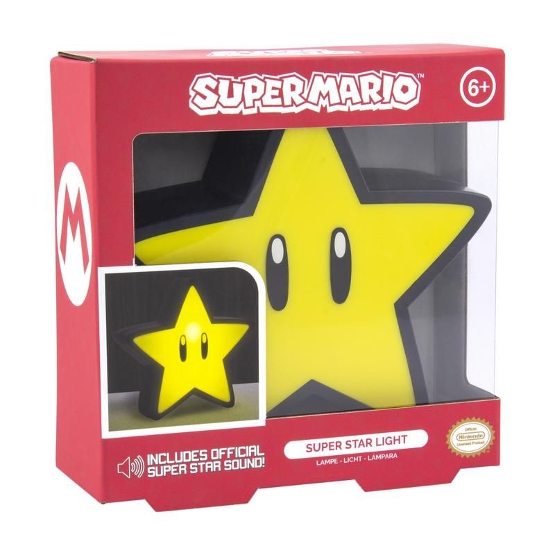 Paladone Super Mario Super Star Light - Lampada Proiettore con Suono, Illuminazione d'Ambiente, Alimentazione a Batteria e USB, Design Iconico