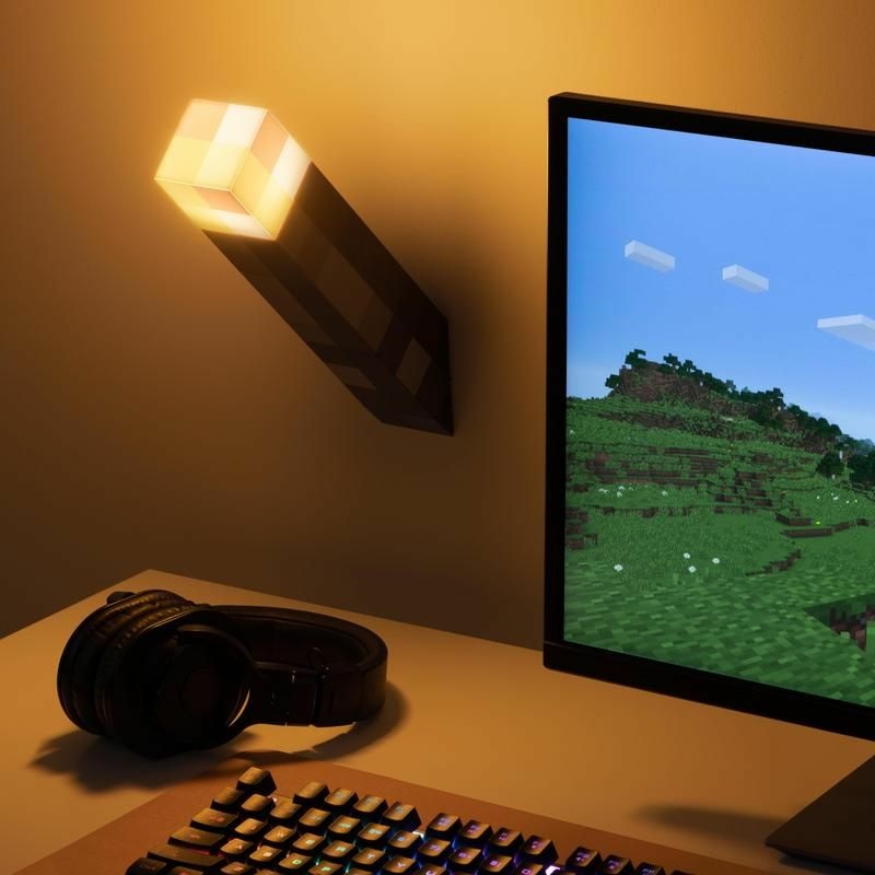 Paladone PP9202MCF Torcia Luce Minecraft - 2 Modalità di Luce, Alimentata a Batterie, Illuminazione Decorativa, 280 mm