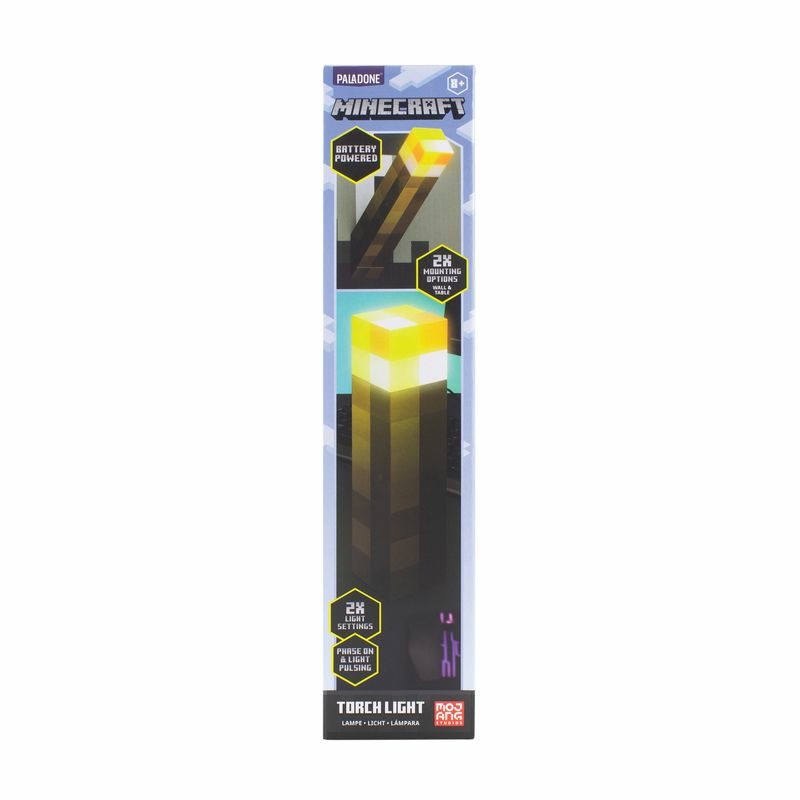 Paladone PP9202MCF Torcia Luce Minecraft - 2 Modalità di Luce, Alimentata a Batterie, Illuminazione Decorativa, 280 mm