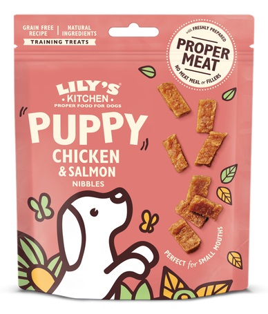 Lily's Kitchen Snack per Cuccioli al Pollo e Salmone - 70 g, Cotti al Forno, Senza Cereali