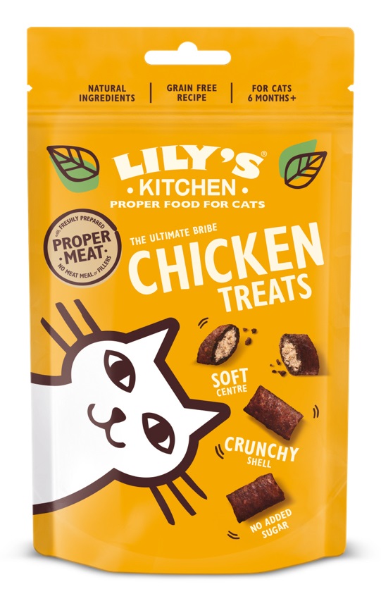 Lily's Kitchen Biscottini Ripieni per Gatti al Pollo 60 g - Ingredienti Naturali, Senza Zuccheri Aggiunti e Senza Cereali