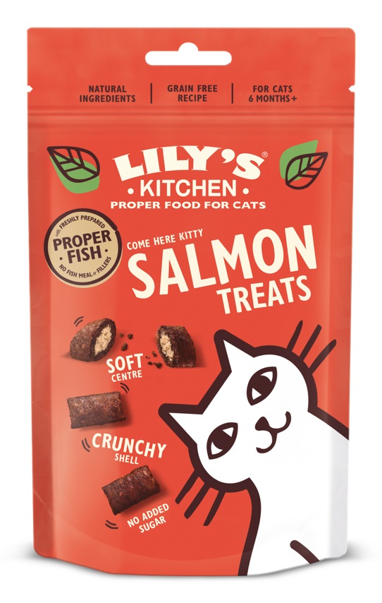 Lily's Kitchen Snack per Gatti al Salmone - Cuscini Croccanti e Soffici, 60 g