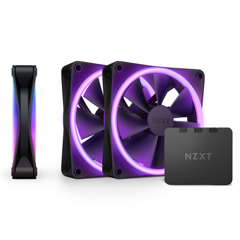 NZXT F120 RGB DUO Triple Pack - Ventilatori RGB 120 mm con 20 LED indirizzabili, Flusso d'aria bilanciato, Cuscinetto fluido dinamico, Controllo PWM - Confezione da 3