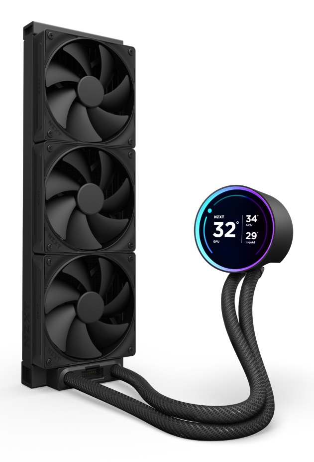 NZXT Kraken Elite 360 - Raffreddatore di liquidi AIO 360 mm con 3 ventole F120P e display LCD IPS 640x640 - Nero