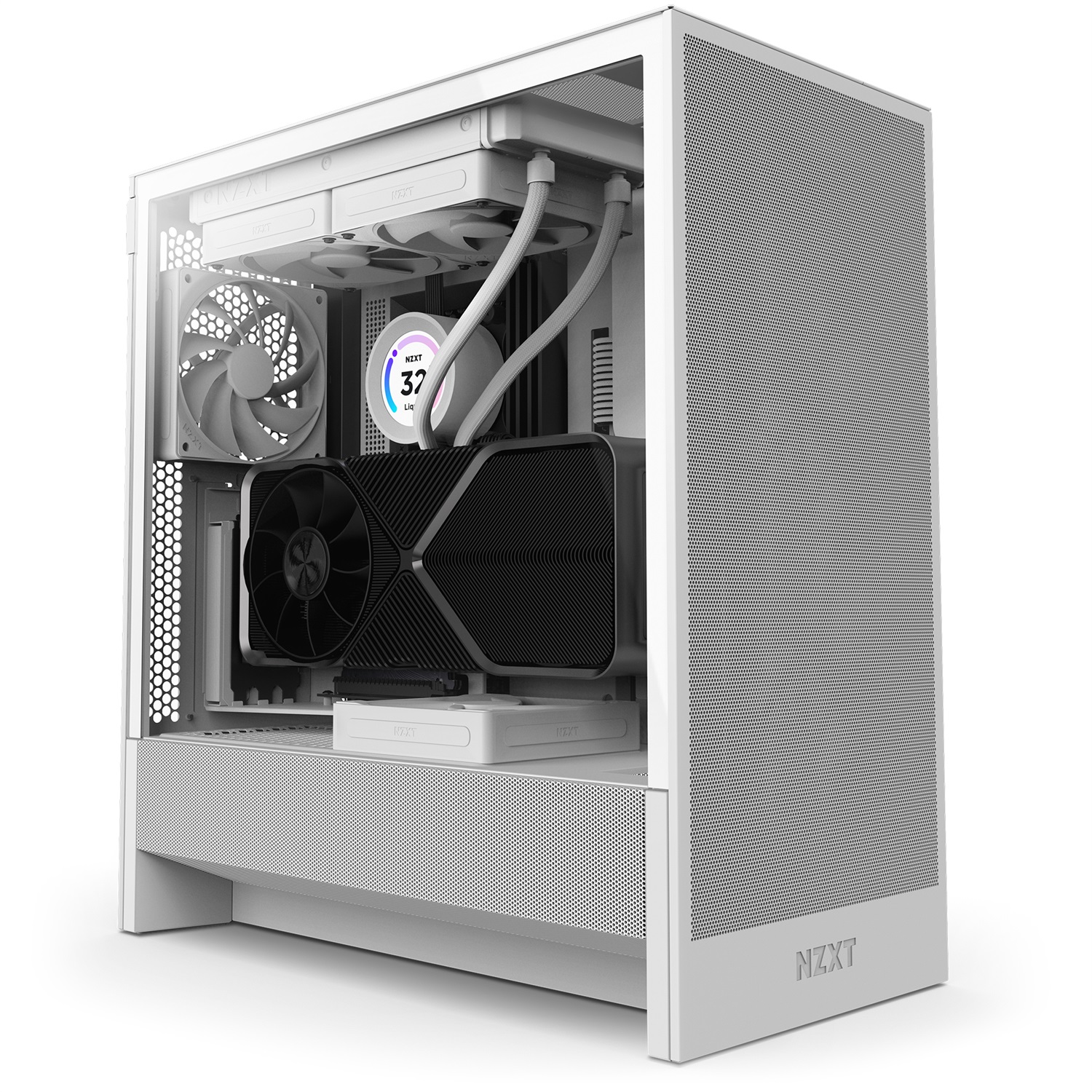 NZXT H5 Flow - Case per PC Gaming Midi Tower ATX Bianco con Flusso d'Aria Elevato e 2 Ventole da 120 mm Incluse