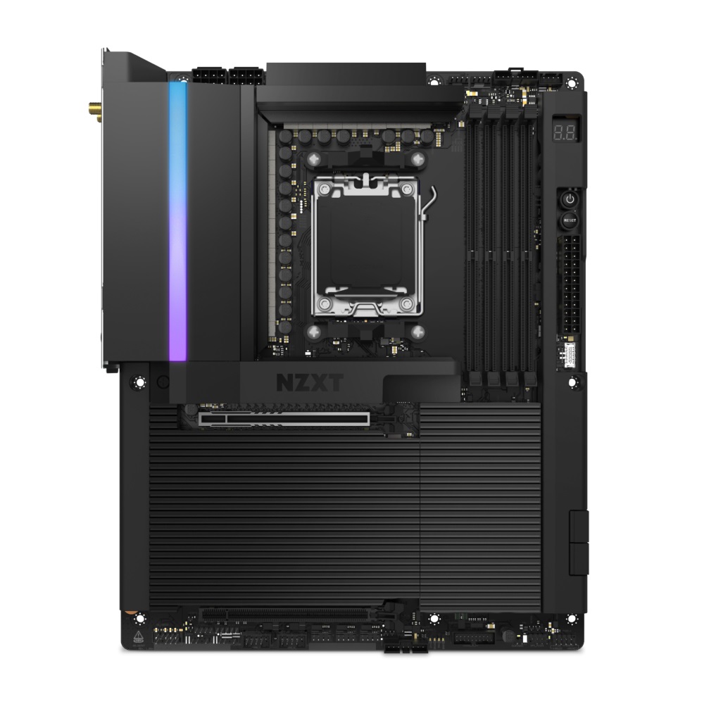 NZXT N9 X870E Scheda Madre Gaming - AMD X870E AM5 ATX per Ryzen 9000/8000/7000, DDR5, 4x M.2, PCIe 5.0, 5GbE, USB 4, Copertura in Metallo Completo, Lacci a Rilascio Rapido - Nero