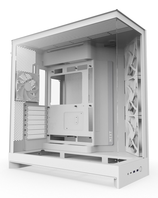 NZXT H9 Flow (2025) - Case PC ATX Mid-Tower Doppia Camera con 3 Ventole da 140mm, Supporto Radiatore da 420mm e Vetro Temperato - Bianco