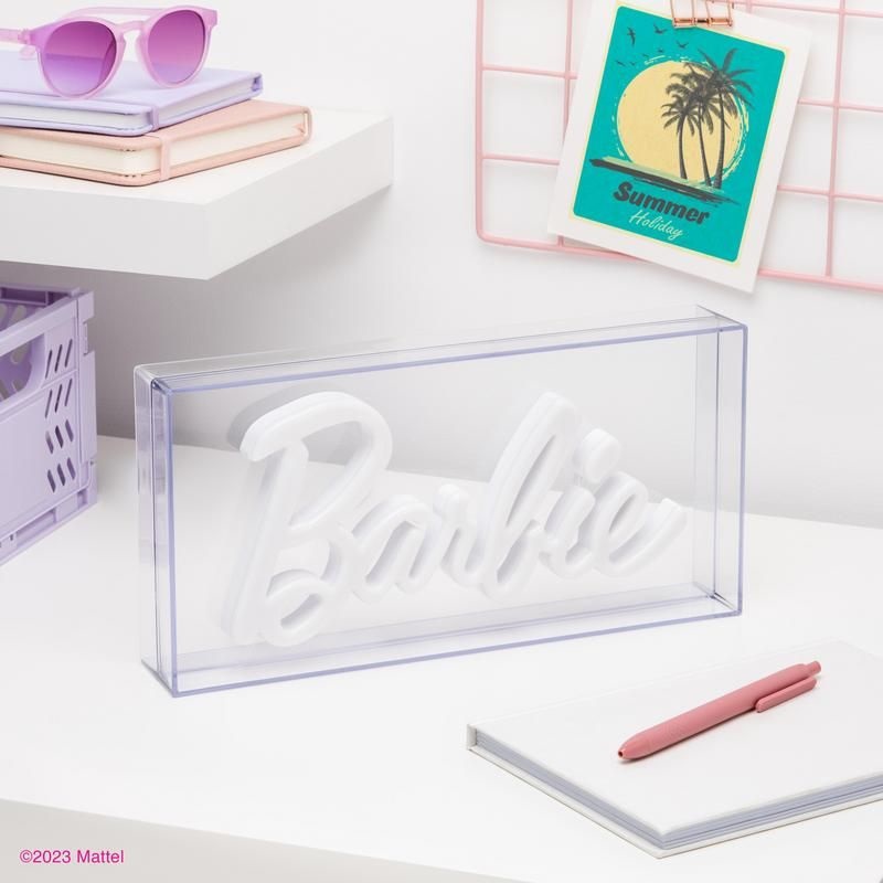 Paladone PP11573BR Luce Notturna LED Rosa con Logo Barbie - 30 cm, Alimentazione USB e Spina, Ideale per Camerette