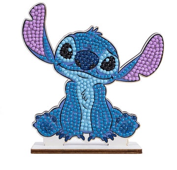 Craft Buddy Kit Diamond Painting Originale - Stitch, Collezione Disney Lilo & Stitch con Diamanti in Resina Brillante e Supporto in Legno, 11cm