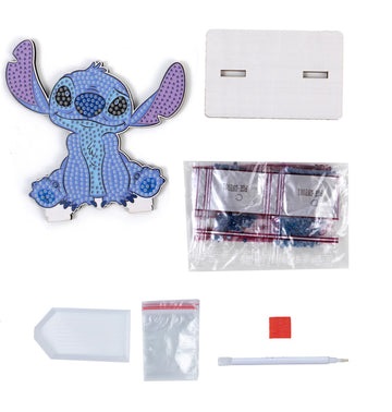 Craft Buddy Kit Diamond Painting Originale - Stitch, Collezione Disney Lilo & Stitch con Diamanti in Resina Brillante e Supporto in Legno, 11cm