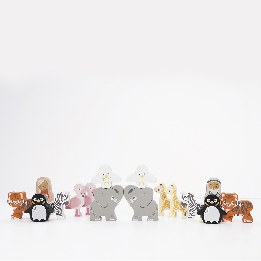 Le Toy Van TV212 - Arca di Noè Gioco Educativo in Legno FSC con 7 Coppie di Animali, Forme ad Incastro e Maniglia per il Trasporto