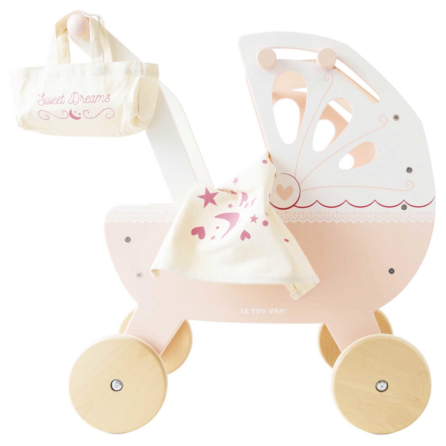 Le Toy Van Carrozzina per Bambole Sweet Dreams - Design Tradizionale con Dettagli Eleganti e Materasso Morbido