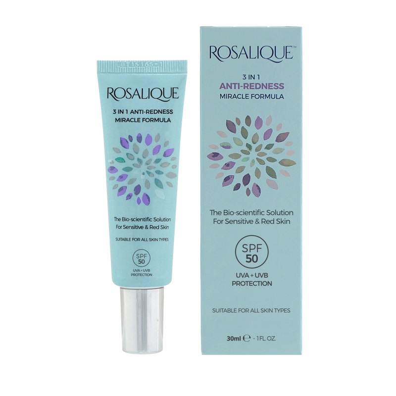 Rosalique Crema 3 in 1 Anti-Rossore Miracle Formula SPF50 - 30ml per pelli sensibili