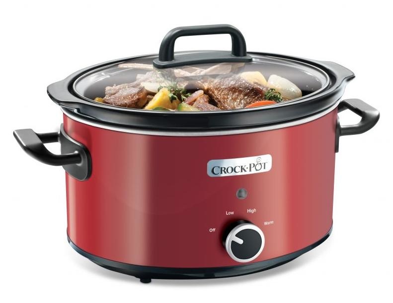 Crock-Pot SCV400RD Pentola per Cottura Lenta 3,5 L Rosso - Fino a 4 Persone, 2 Impostazioni di Cottura, Ceramica, Coperchio in Vetro