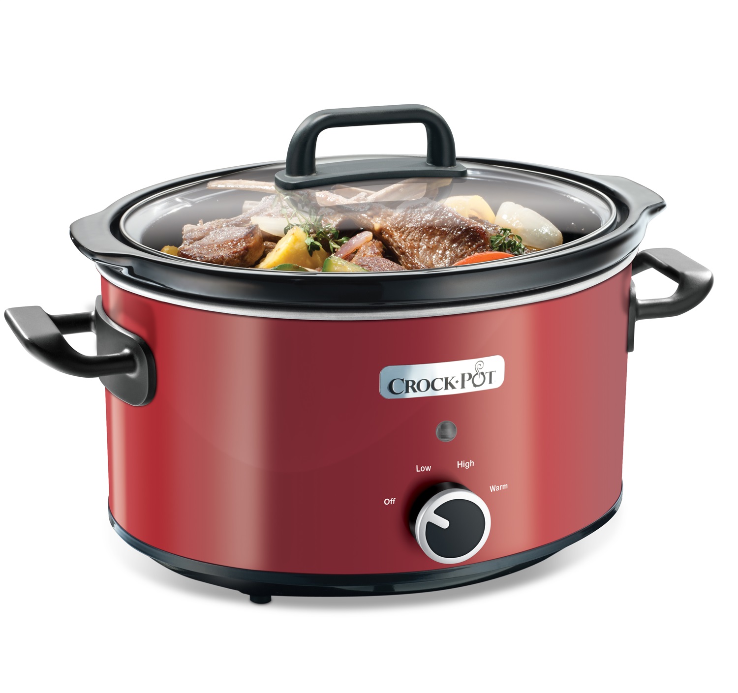 Crock-Pot SCV400RD Pentola per Cottura Lenta 3,5 L Rosso - Fino a 4 Persone, 2 Impostazioni di Cottura, Ceramica, Coperchio in Vetro