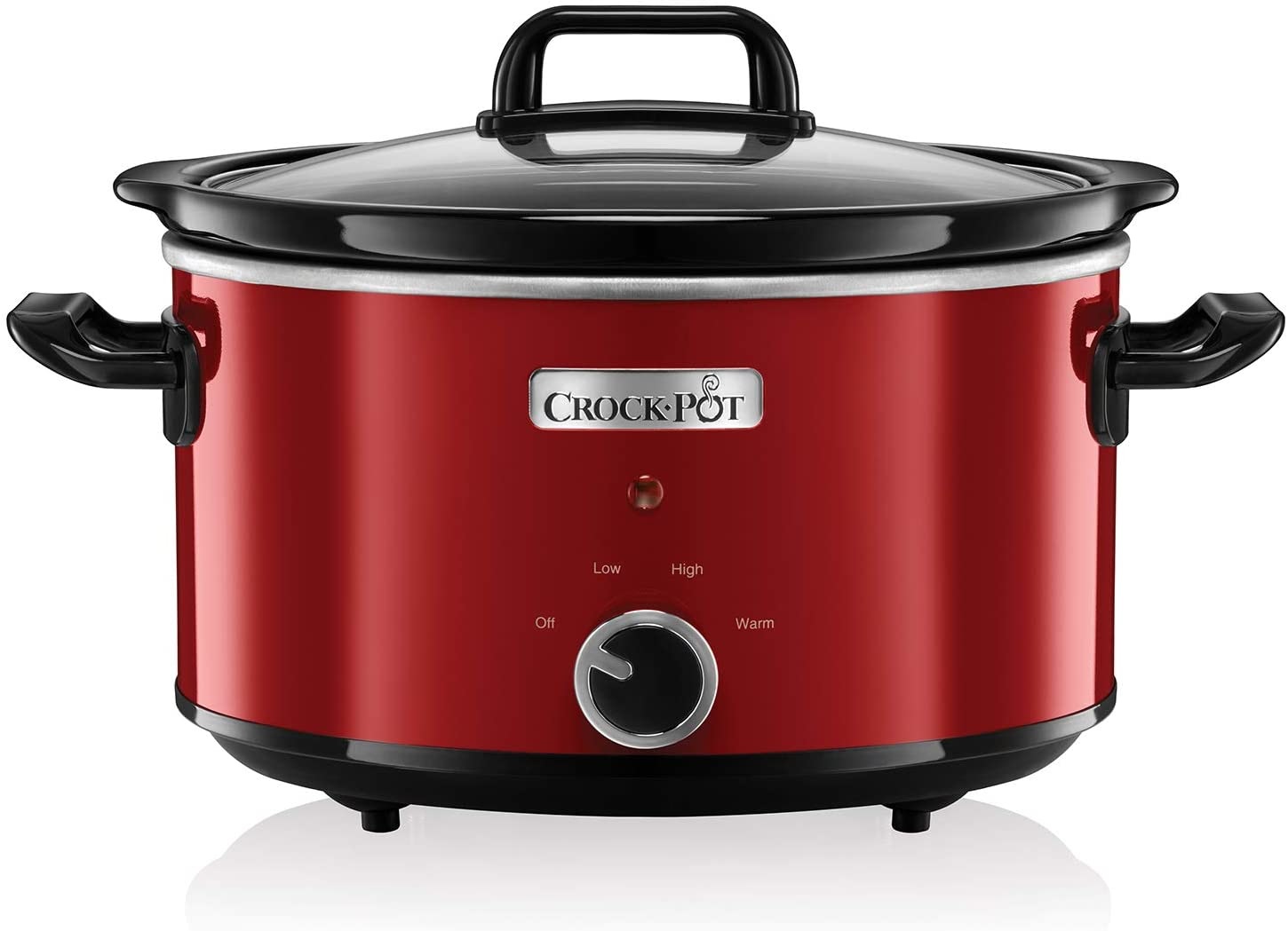 Crock-Pot SCV400RD Pentola per Cottura Lenta 3,5 L Rosso - Fino a 4 Persone, 2 Impostazioni di Cottura, Ceramica, Coperchio in Vetro