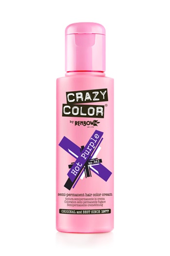 Crazy Color Colore per Capelli Semipermanente Hot Purple 100 ml - Senza Ammoniaca, Pronto all'Uso, Vegan