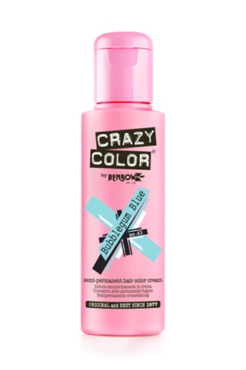Crazy Color Bubblegum Blue - Colore per Capelli Semi Permanente 100 ml, Pronto all'Uso, Senza PPD e Ammoniaca, Vegano