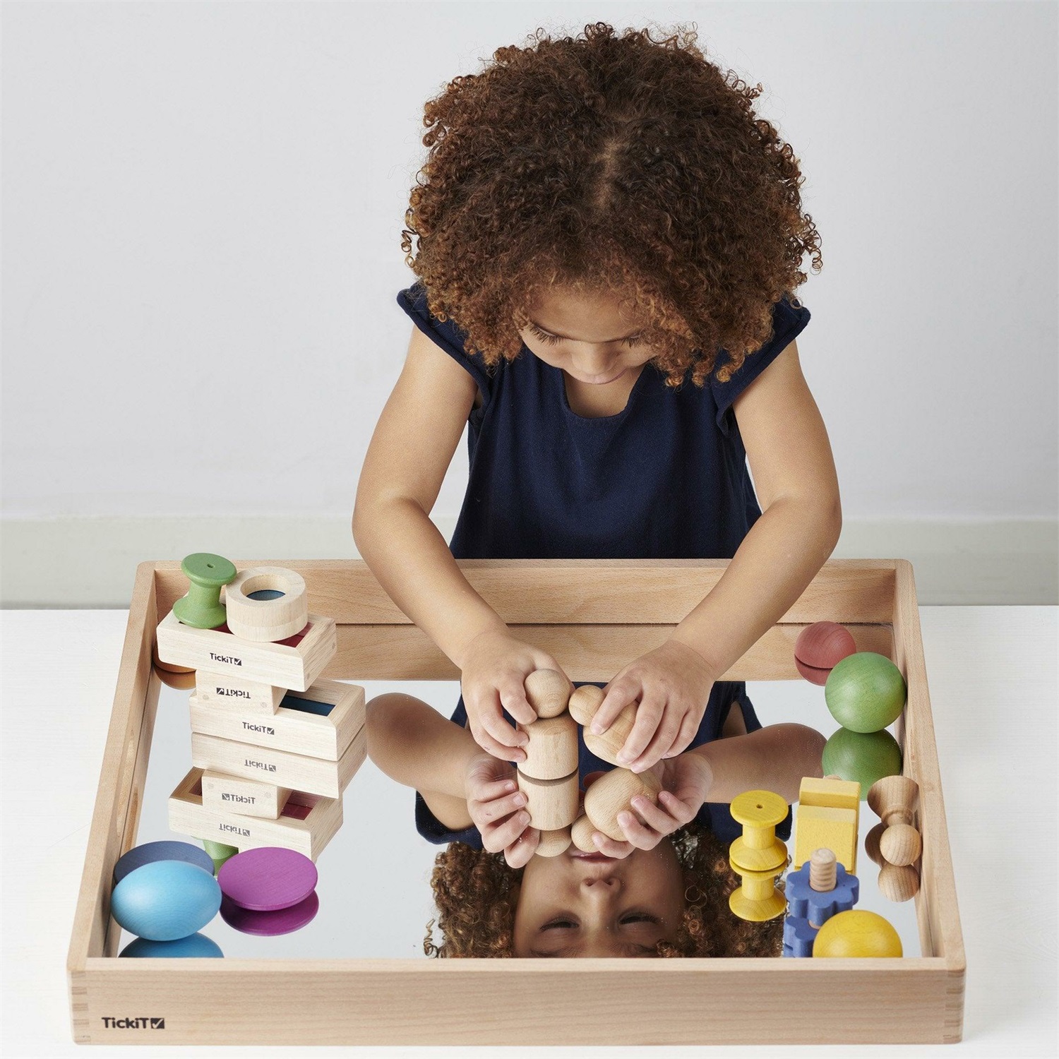 TickiT Vassoio Specchio in Legno di Faggio - Stimola l'Apprendimento e la Creatività dei Bambini