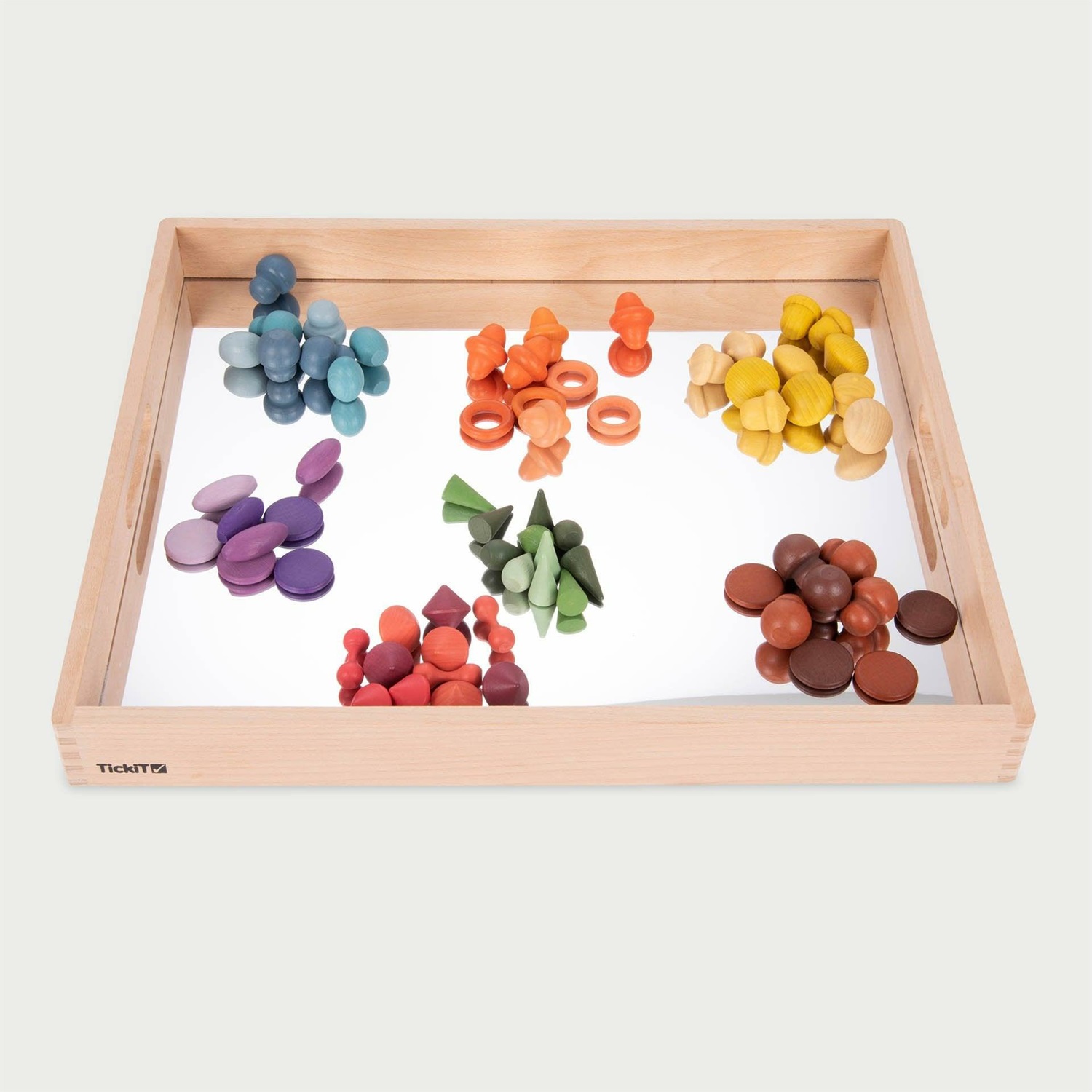 TickiT Vassoio Specchio in Legno di Faggio - Stimola l'Apprendimento e la Creatività dei Bambini