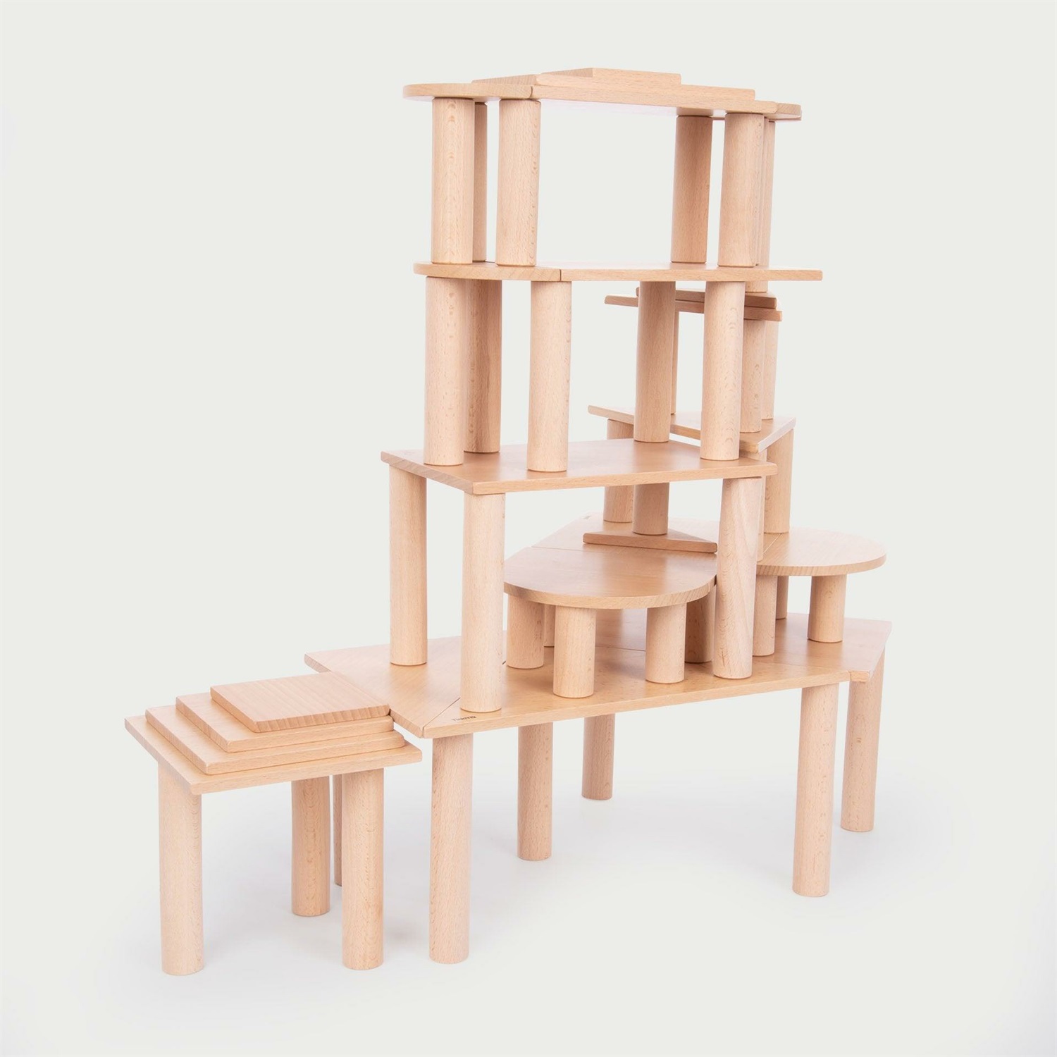 TickiT Colonne Architetto in Legno di Faggio Naturale - Gioco di Costruzioni per Bambini