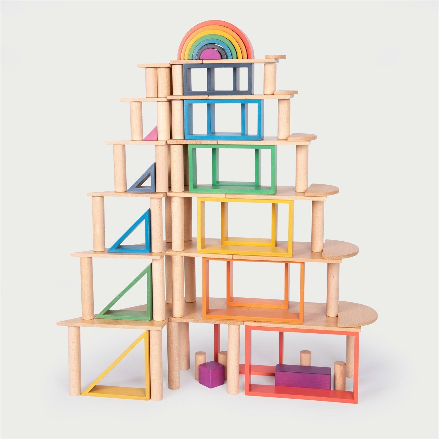 TickiT Colonne Architetto in Legno di Faggio Naturale - Gioco di Costruzioni per Bambini