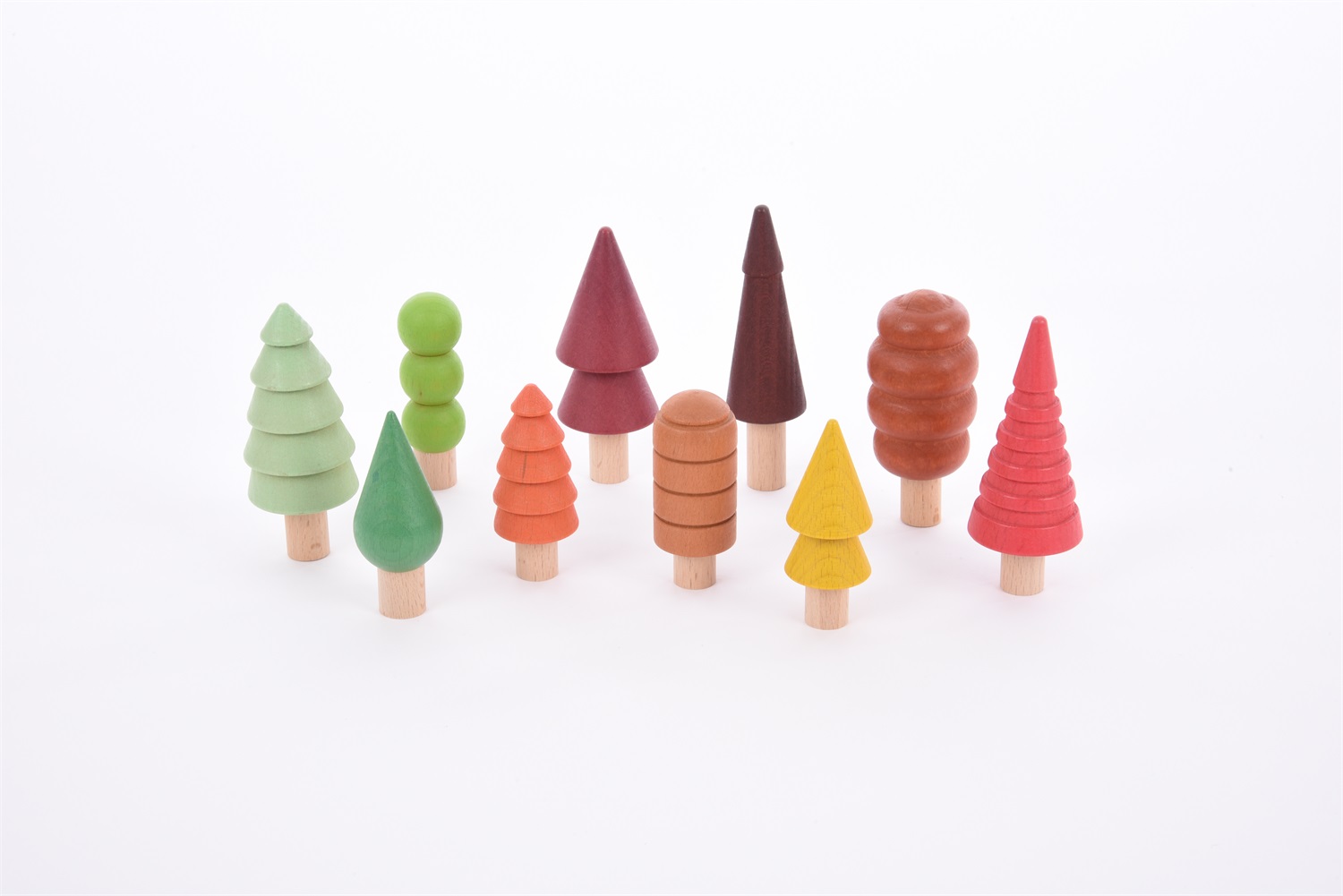 TickiT Alberi Boschivi Stagionali in Legno di Faggio - Set di Modellini Colorati per Gioco Educativo