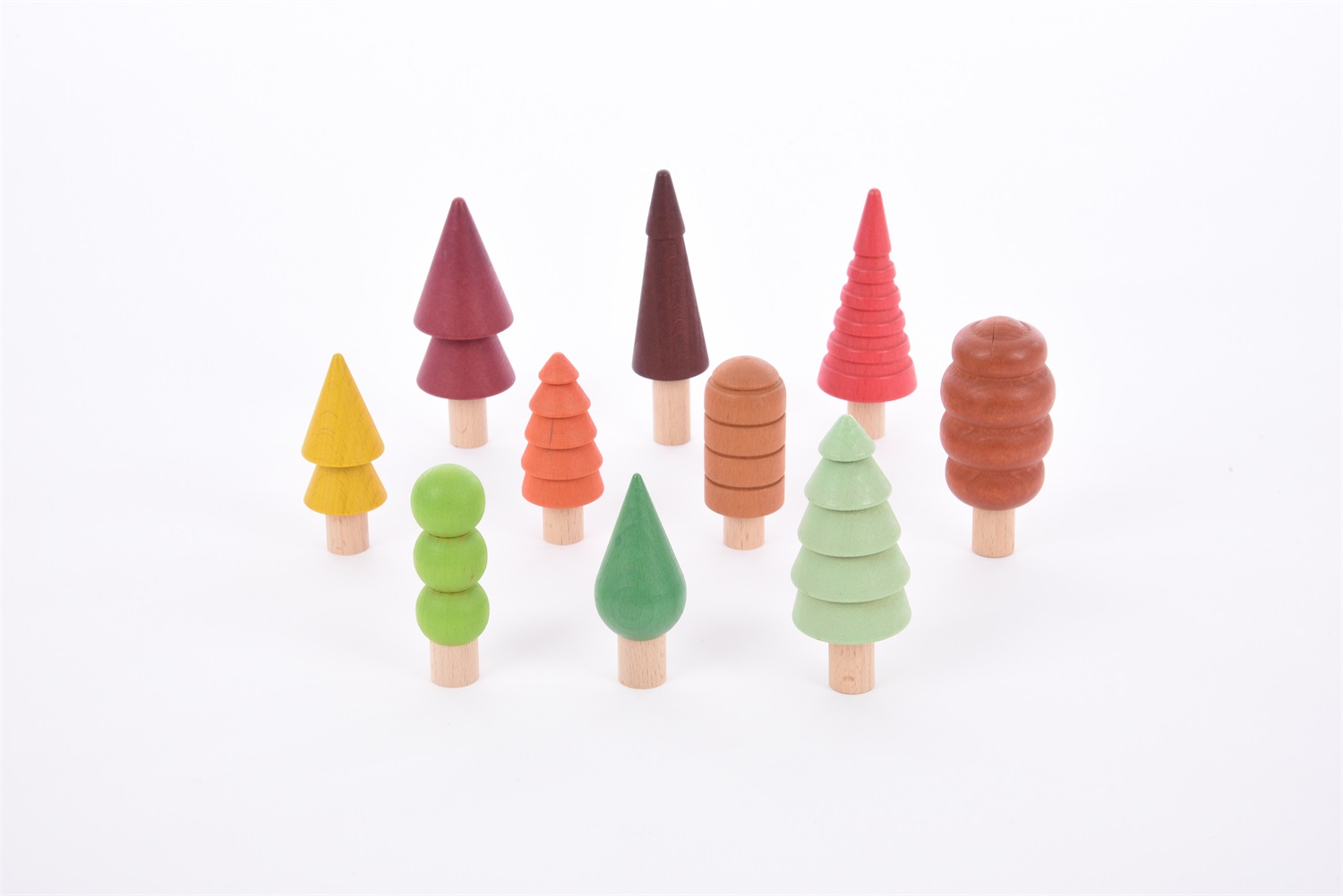 TickiT Alberi Boschivi Stagionali in Legno di Faggio - Set di Modellini Colorati per Gioco Educativo