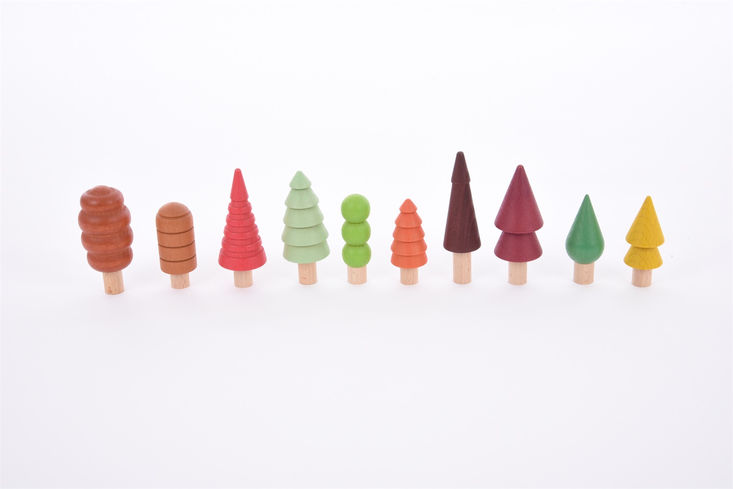 TickiT Alberi Boschivi Stagionali in Legno di Faggio - Set di Modellini Colorati per Gioco Educativo