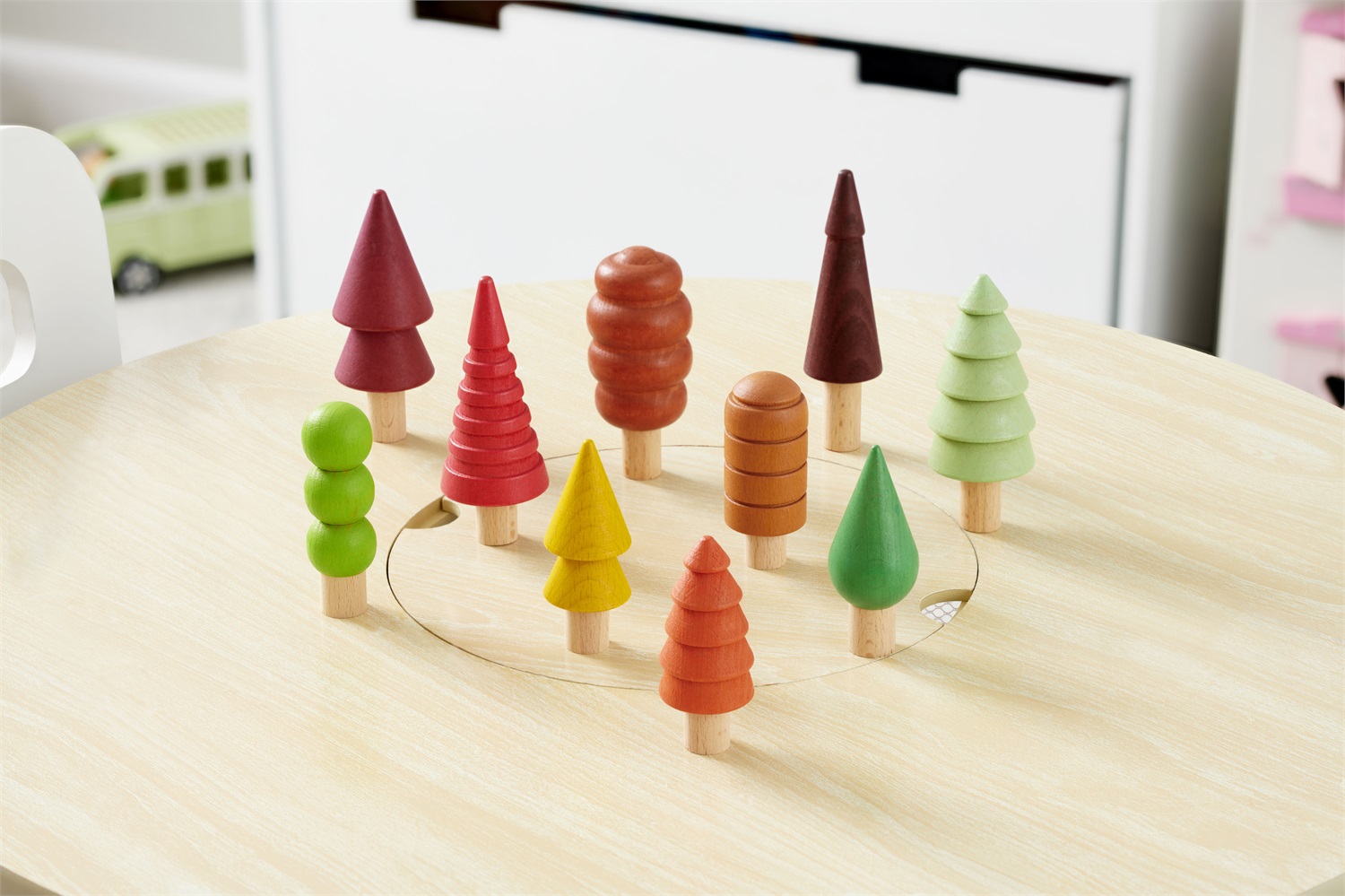 TickiT Alberi Boschivi Stagionali in Legno di Faggio - Set di Modellini Colorati per Gioco Educativo