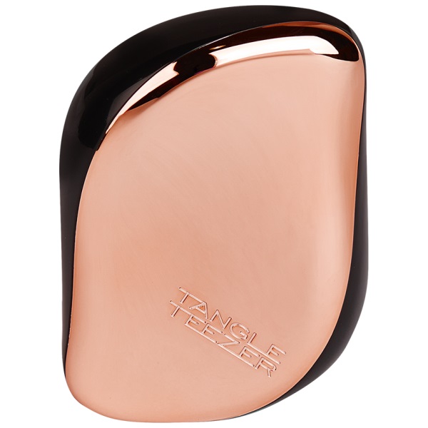 Tangle Teezer Compact Styler Spazzola per Capelli Districante Nero e Oro Rosa - Design Compatto con Copertura Protettiva