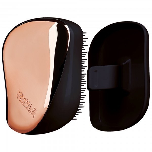 Tangle Teezer Compact Styler Spazzola per Capelli Districante Nero e Oro Rosa - Design Compatto con Copertura Protettiva