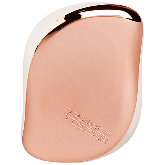 Tangle Teezer Compact Styler Rose Gold Ivory - Spazzola Districante Tascabile con Cover Protettiva per Capelli Morbidi e Senza Nodi