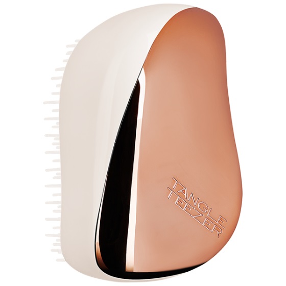 Tangle Teezer Compact Styler Rose Gold Ivory - Spazzola Districante Tascabile con Cover Protettiva per Capelli Morbidi e Senza Nodi