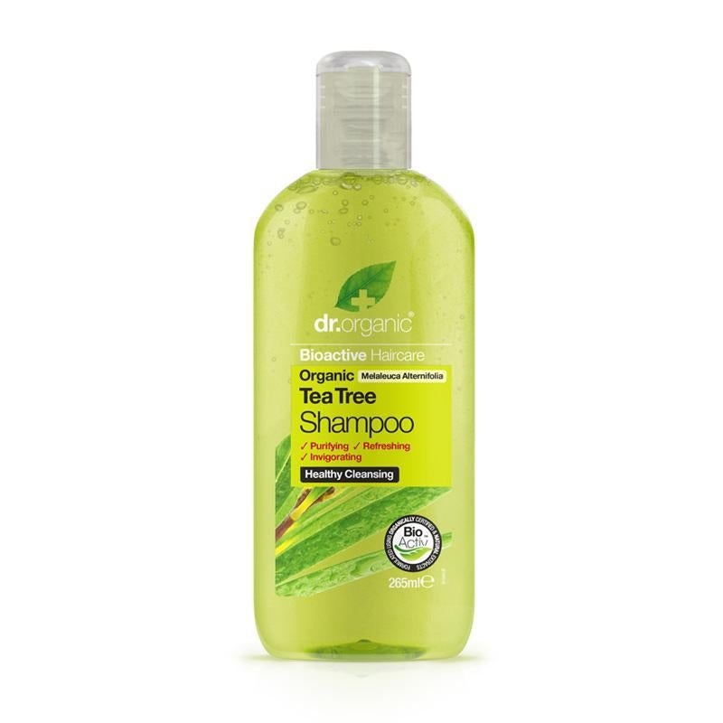 Dr. Organic Tea Tree Shampoo Unisex 265 ml - Con Aloe Vera Bioattivo e Olio di Menta Piperita, Rivitalizzante e Detergente Profondo