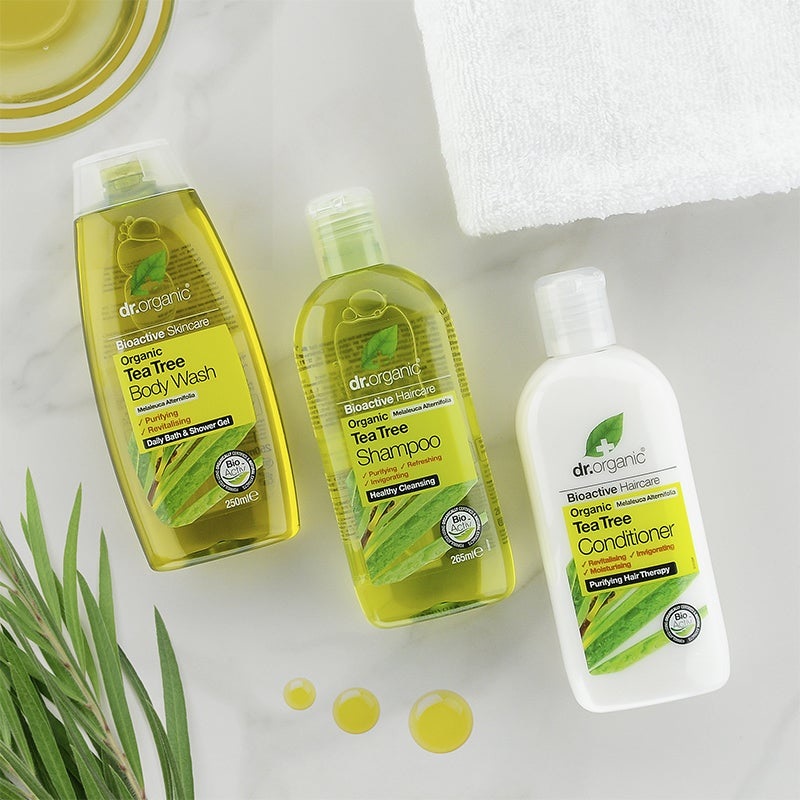 Dr. Organic Tea Tree Shampoo Unisex 265 ml - Con Aloe Vera Bioattivo e Olio di Menta Piperita, Rivitalizzante e Detergente Profondo