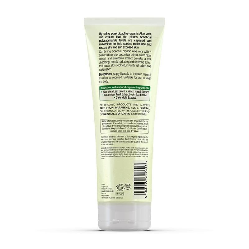 Dr. Organic Gel Corpo Aloe Vera e Cetriolo 200 ml - Idratante, Lenitivo con Calendula, Amamelide e Arnica