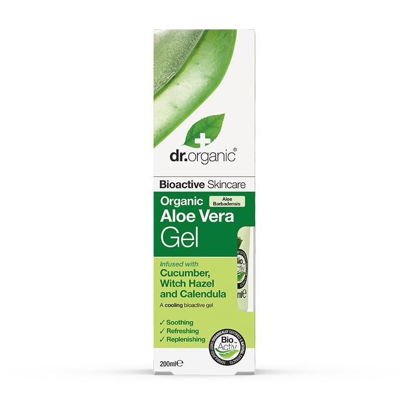 Dr. Organic Gel Corpo Aloe Vera e Cetriolo 200 ml - Idratante, Lenitivo con Calendula, Amamelide e Arnica
