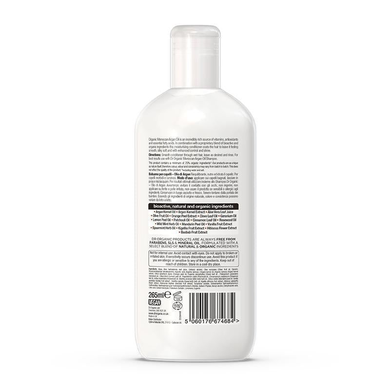 Dr. Organic Balsamo all'Olio di Argan Marocchino 265 ml - Idratante e Nutriente per Capelli Secchi