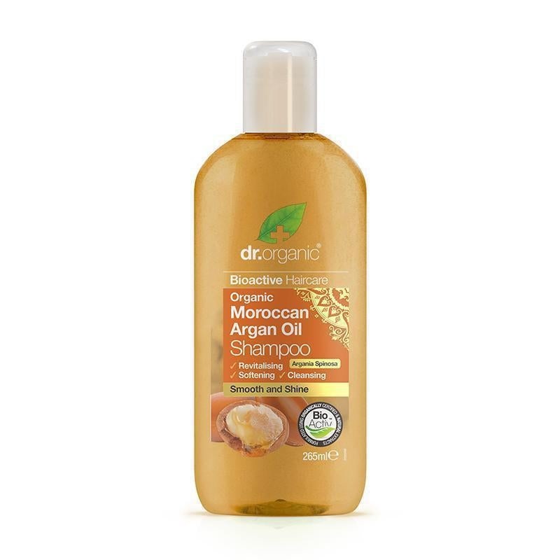 Dr Organic Shampoo all'Olio di Argan Marocchino 265 ml - Nutriente e Idratante per Capelli Crespi e Danneggiati