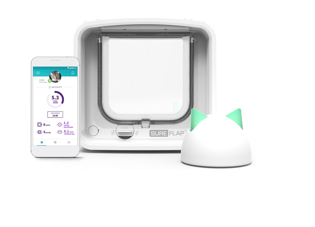 SureFlap Gattaiola Microchip Cat Flap Connect SFIDSCFWTB1 - 14,2 x 12 cm, Tecnologia DualScan, Compatibile con RFID e Microchip, Controllo tramite App